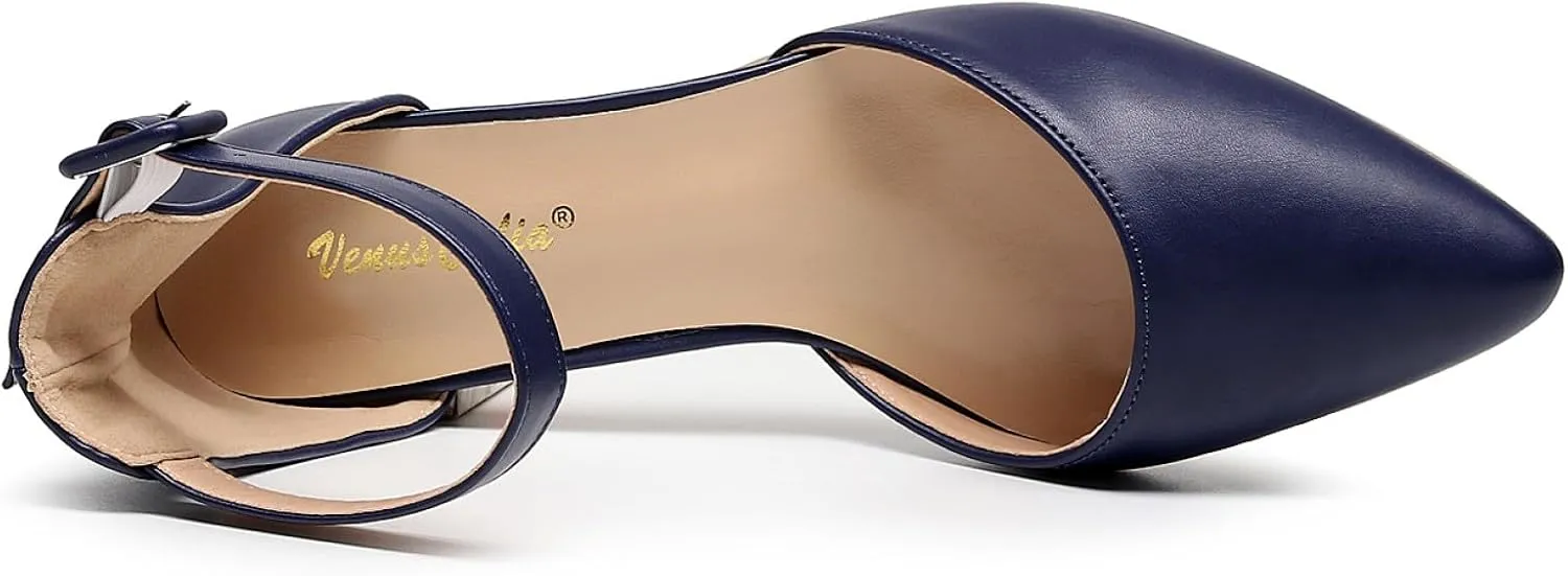 VenusCelia Women's Easy Going Strap Pump Kitten Heel Shoe