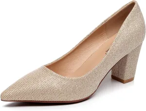 VenusCelia Women's Lewin Pump Chunky Heel Shoe