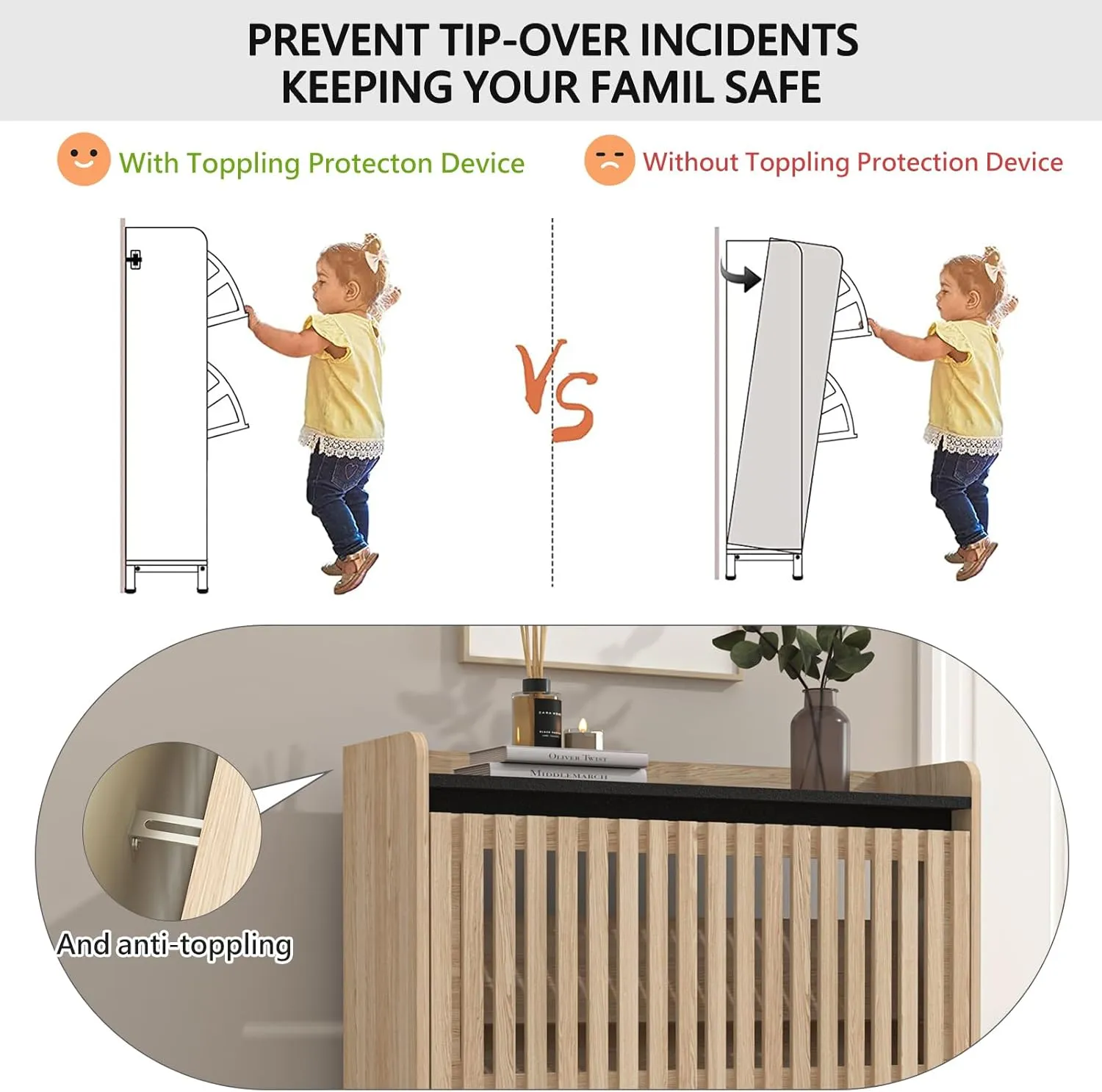 Vibe & Dine 2 Flip Drawer Shoe Cabinet, Narrow Shoe Organizer with Metal Legs, Freestanding Shoe Storage Cabinet for Entryway Slim, Wood Shoe Rack Cabinet for Hallway, Bedroom
