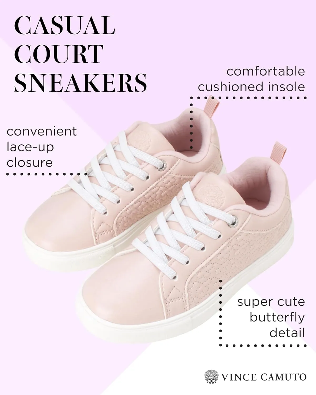Vince Camuto Girls' Athletic Court Shoes, Butterfly Detail - Casual Sneakers (5-10 Toddler, 11-4 Girls)