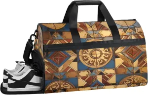 Vintage Plaid 43L Gym Duffle Bag for men with Shoe Compartment, Art Patterns Overnight Weekender Bag for Women with Shoulder Strap, Ideal for Travel, Gym, Sports