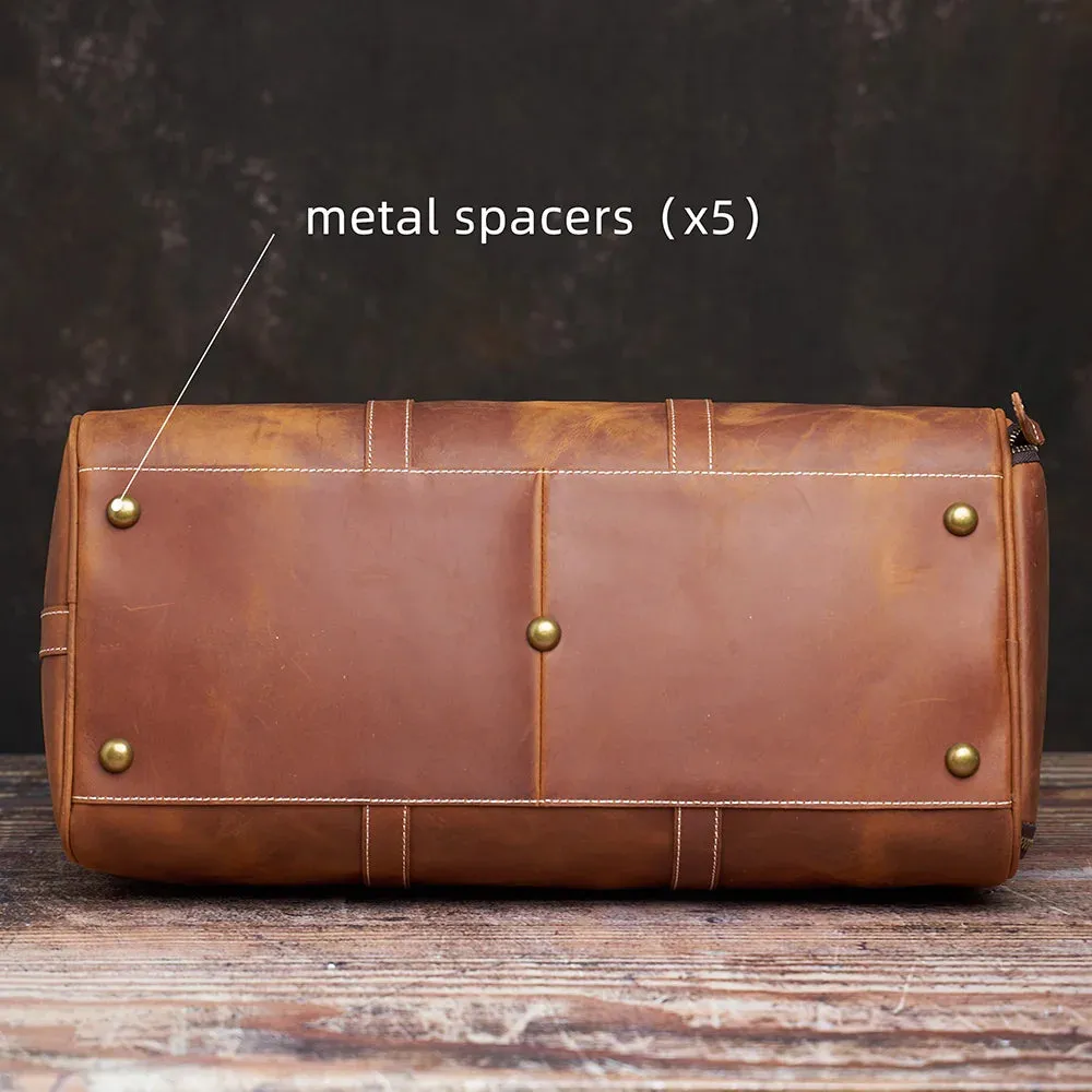 Vintage Travel Bag Genuine Leather Boston Large Capacity Duffle Bag