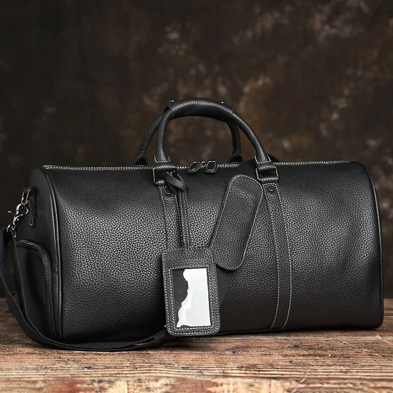 Vintage Travel Bag Genuine Leather Boston Large Capacity Duffle Bag