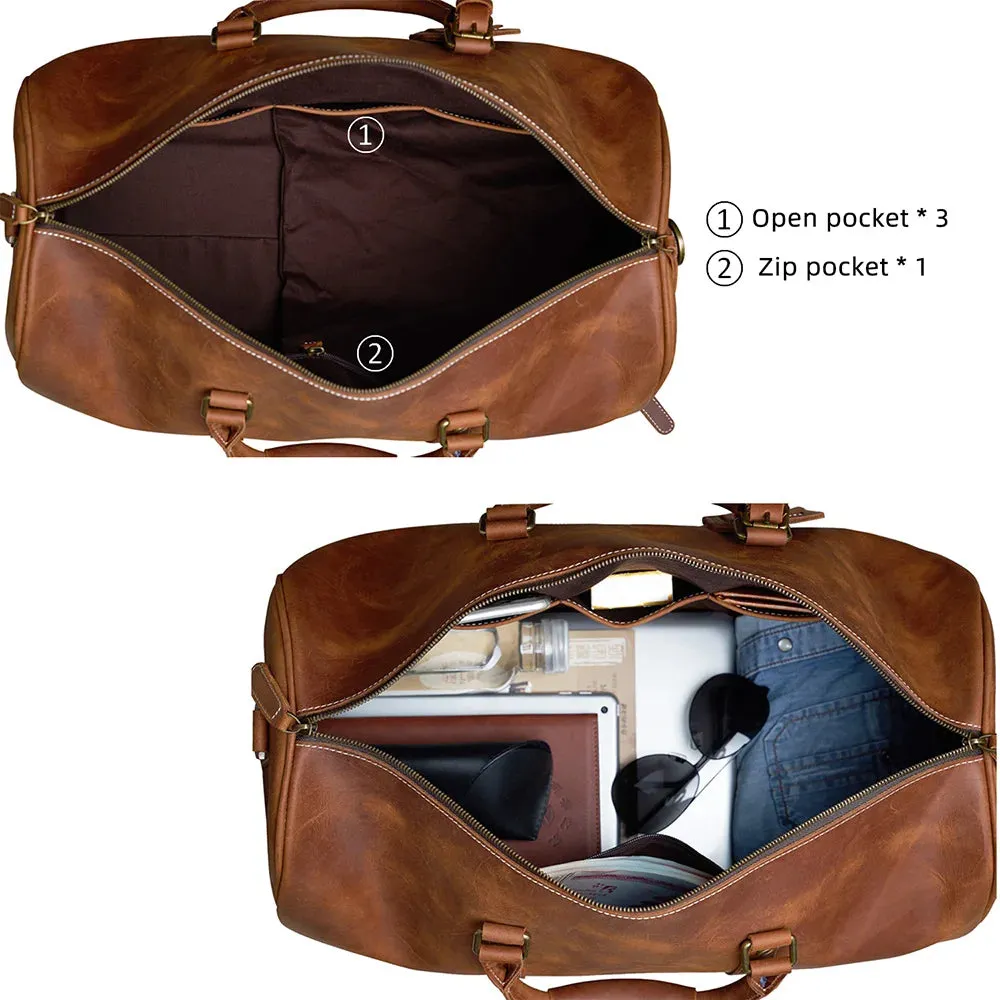 Vintage Travel Bag Genuine Leather Boston Large Capacity Duffle Bag