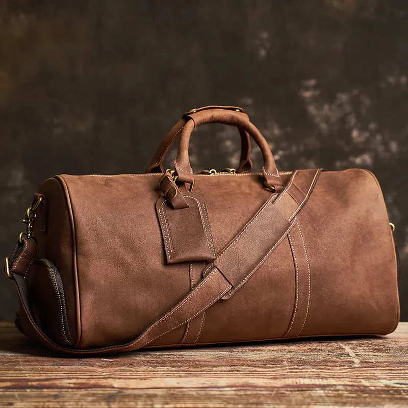 Vintage Travel Bag Genuine Leather Boston Large Capacity Duffle Bag