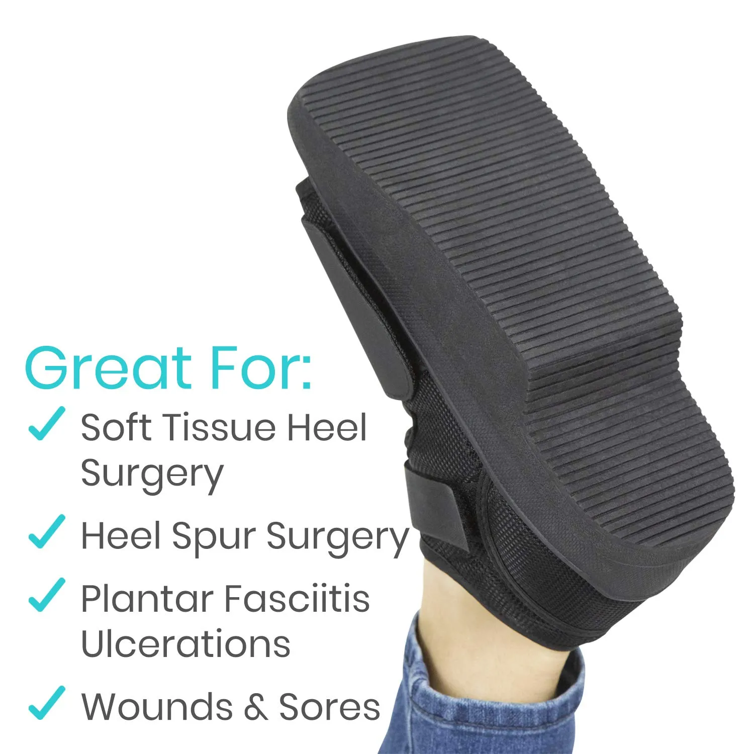 Vive Wedge Post-Op Shoe - Offloading Boot for Heel or Ankle Pain - Medical Foot Recovery for Bone or Soft Tissue Surgery, Fracture, Plantar Fasciitis, Ulcerations, Feet (Medium)