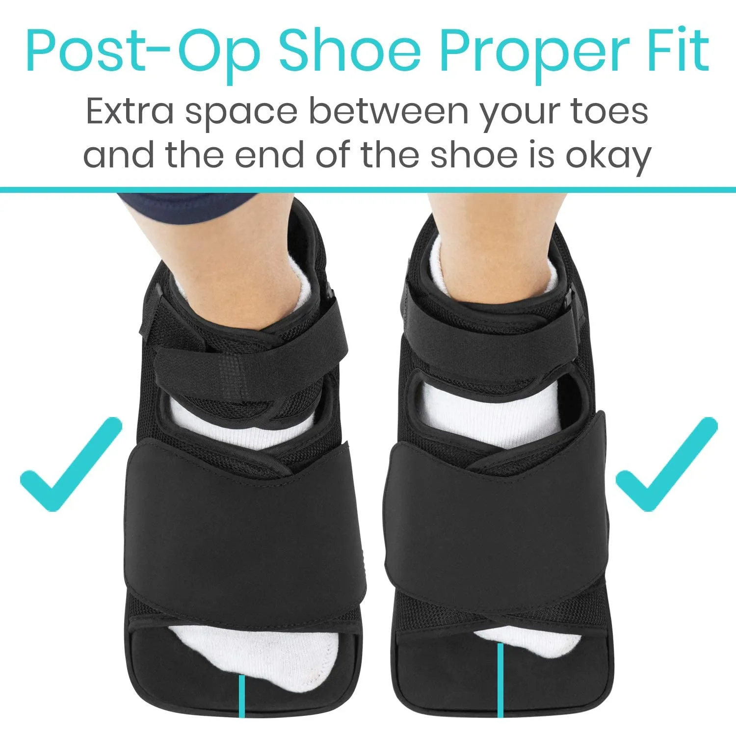 Vive Wedge Post-Op Shoe - Offloading Boot for Heel or Ankle Pain - Medical Foot Recovery for Bone or Soft Tissue Surgery, Fracture, Plantar Fasciitis, Ulcerations, Feet (Medium)