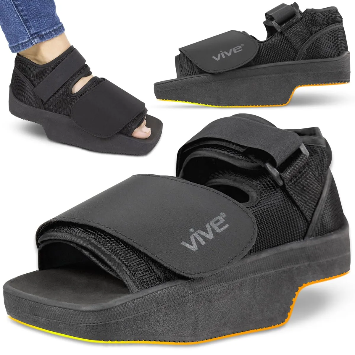 Vive Wedge Post-Op Shoe - Offloading Boot for Heel or Ankle Pain - Medical Foot Recovery for Bone or Soft Tissue Surgery, Fracture, Plantar Fasciitis, Ulcerations, Feet (Medium)