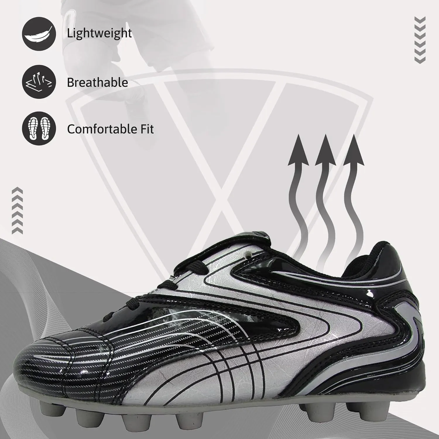 Vizari Striker FG Soccer Shoes | Firm Ground Cleats for Outdoor Surfaces and Fields | Lightweight and Easy to wear Youth Outdoor Soccer Cleats