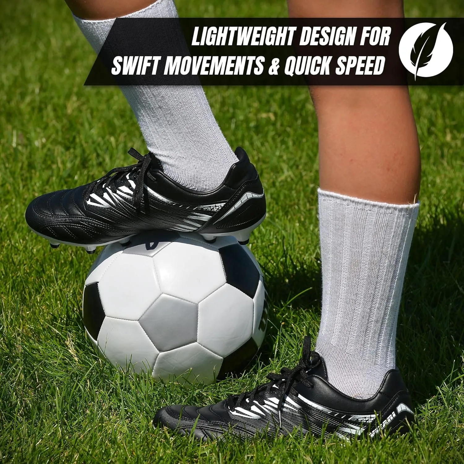 Vizari Valencia Adult Soccer Cleats - Lightweight and Durable Men's Soccer Shoes for Superior Performance - Unisex Mens and Womens Firm Ground Soccer Cleats with Round Studs for Maximum Traction