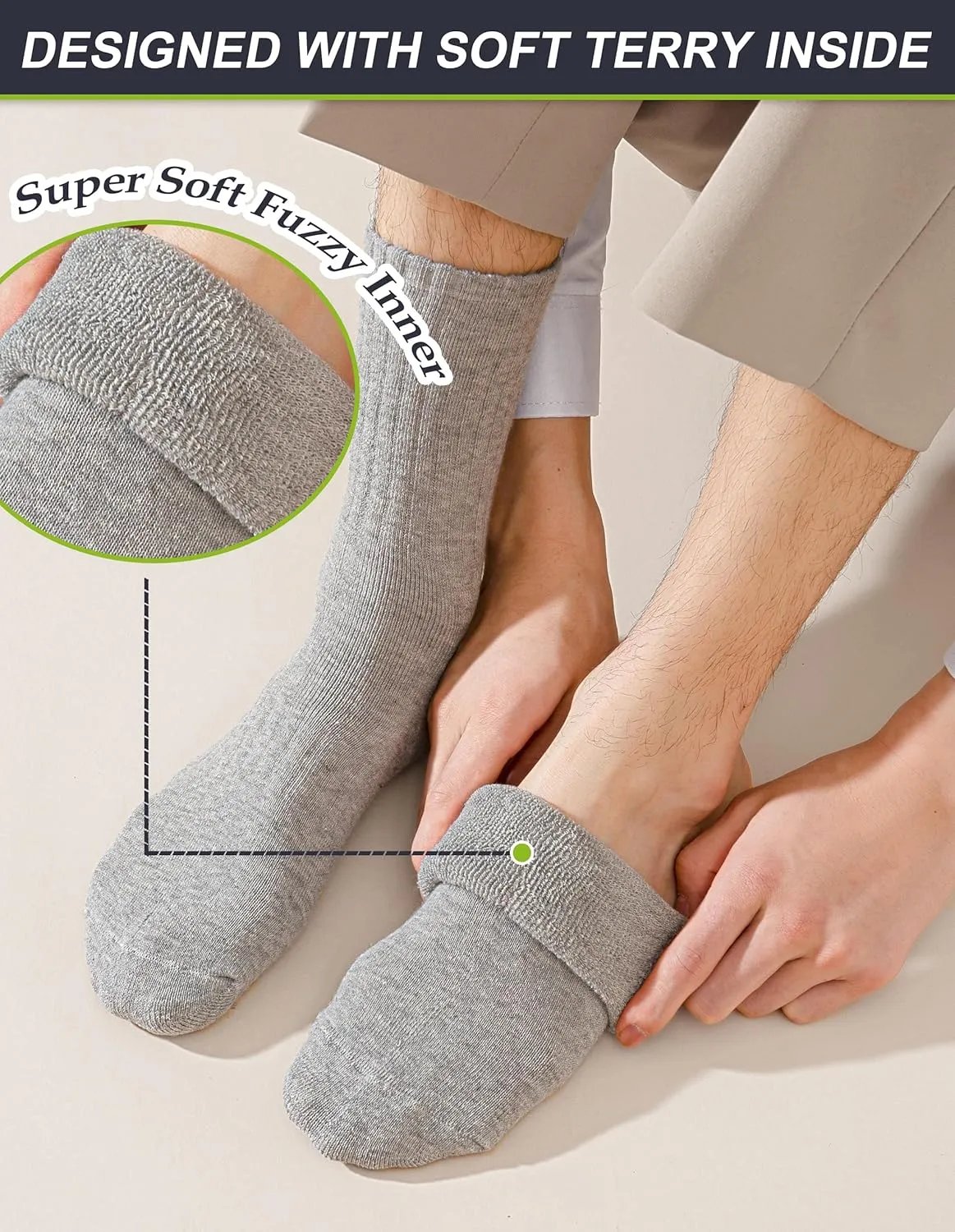 VoJoPi Mens Wool Socks Thermal and Warm Hiking Boot Socks Winter Cozy Cushion Work for Cold Weather 5 Pairs
