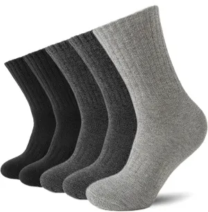 VoJoPi Mens Wool Socks Thermal and Warm Hiking Boot Socks Winter Cozy Cushion Work for Cold Weather 5 Pairs
