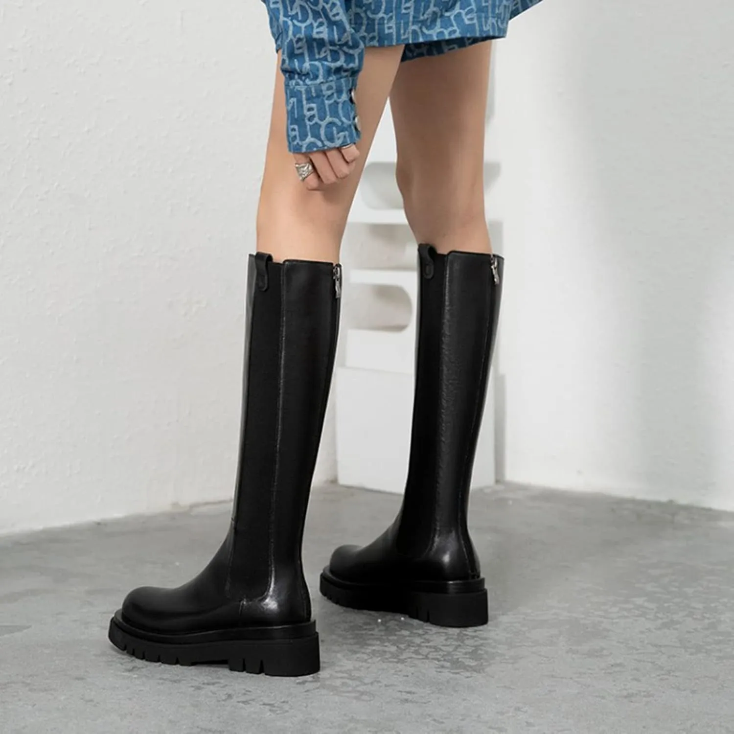 Vujkliy Fall Tall Boots Round Toe Platform Boots Fashion Catwalks Everyday Plus Size Shoes