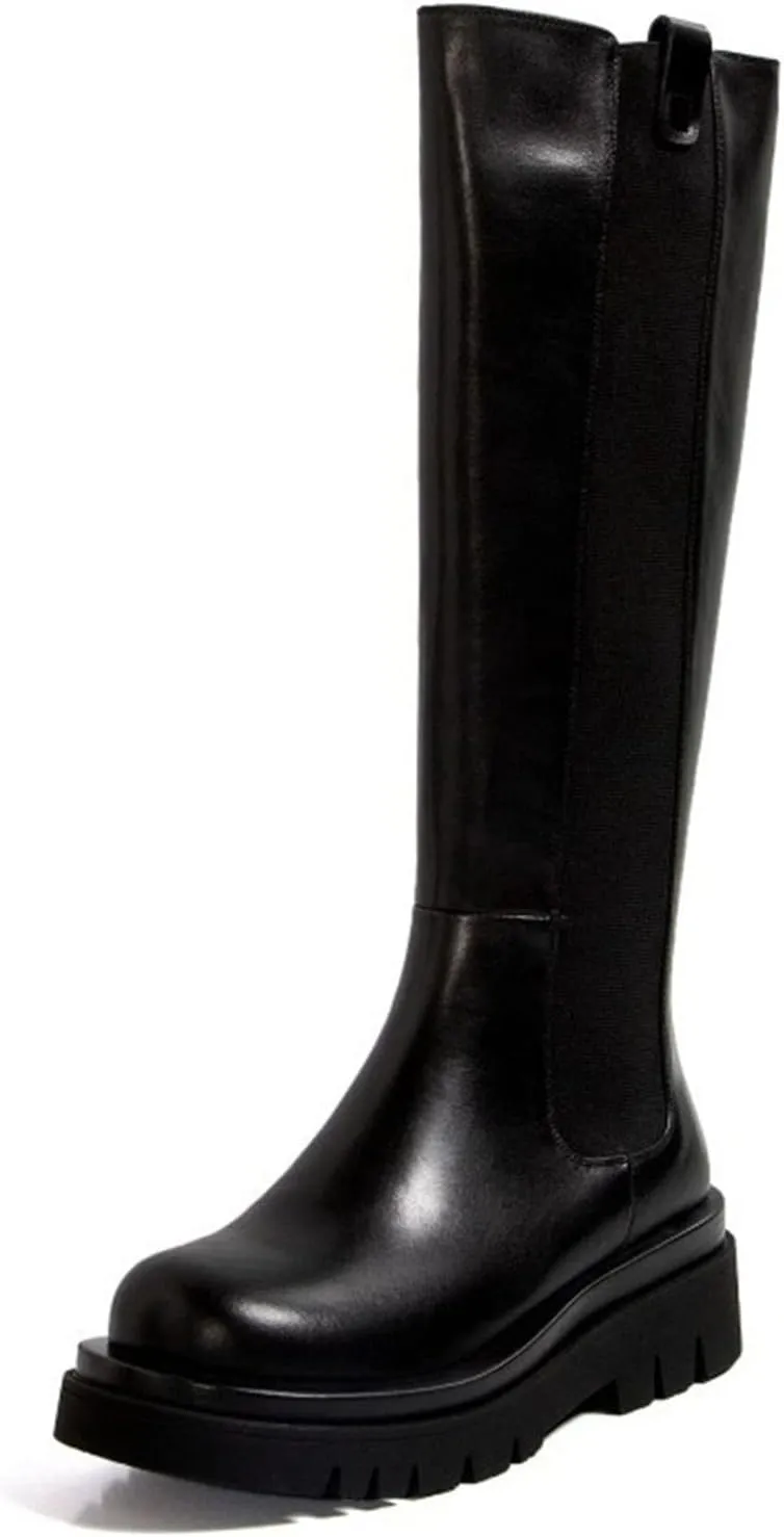 Vujkliy Fall Tall Boots Round Toe Platform Boots Fashion Catwalks Everyday Plus Size Shoes