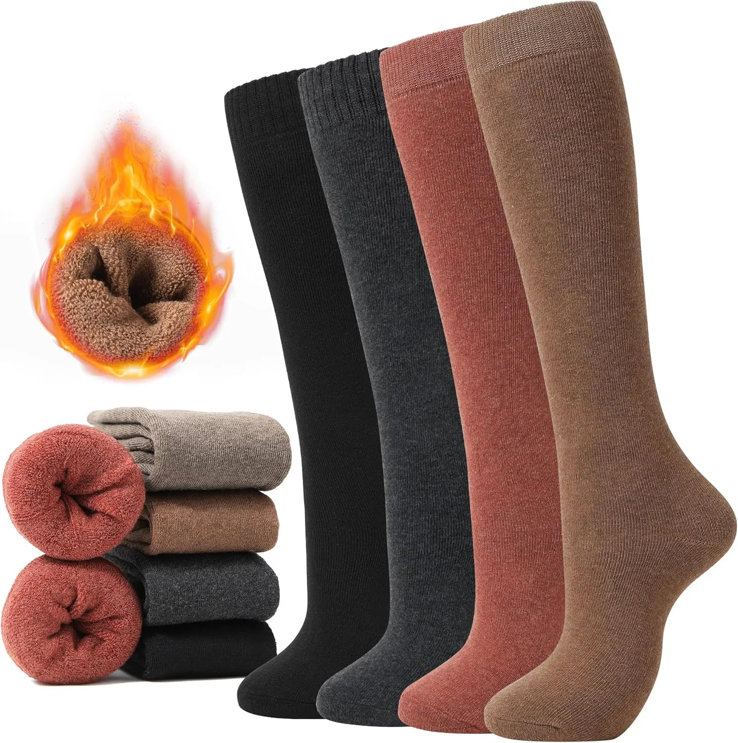 Warm Knee High Socks for Women,Cotton Thermal Sock for Skiing Hiking Gifts Boot Socks for Winter