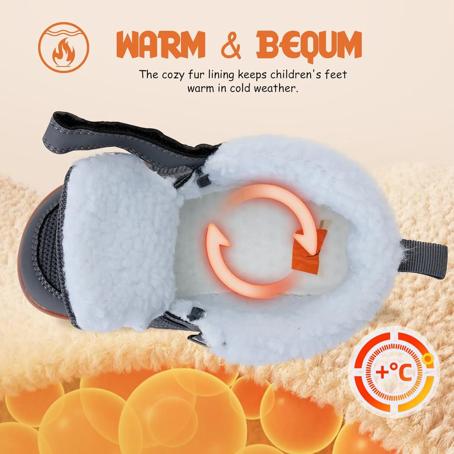 WateLves Toddler Little Kids Wide Barefoot Shoes Boys Girls Winter High Top Minimalist Sneakers Faux Fur Ankle Boots Warm Walking Shoes for Indoor Outdoor | Naturally Splay | Flexible Fit
