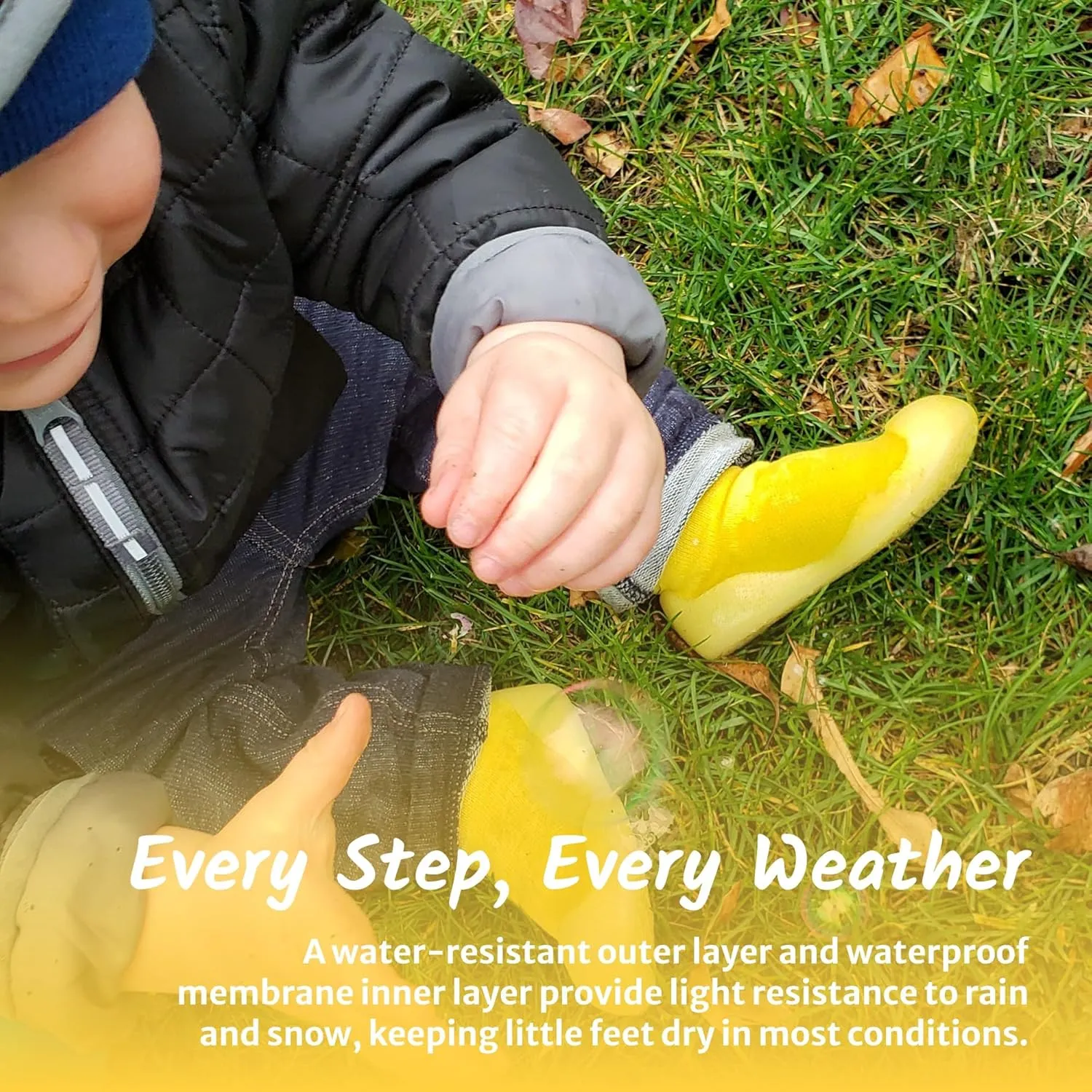 Water Resistant Sock Shoe | Walking Shoes for Infant and Toddlers | Flexible and Protective Sole | Easy Slip-on | Wide Footbed