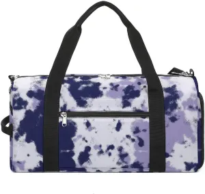 Watercolor Indigo Blue Tie Dye Fitness Large Gym Bag for Unisex with Shoe Compartment & Wet Pocket