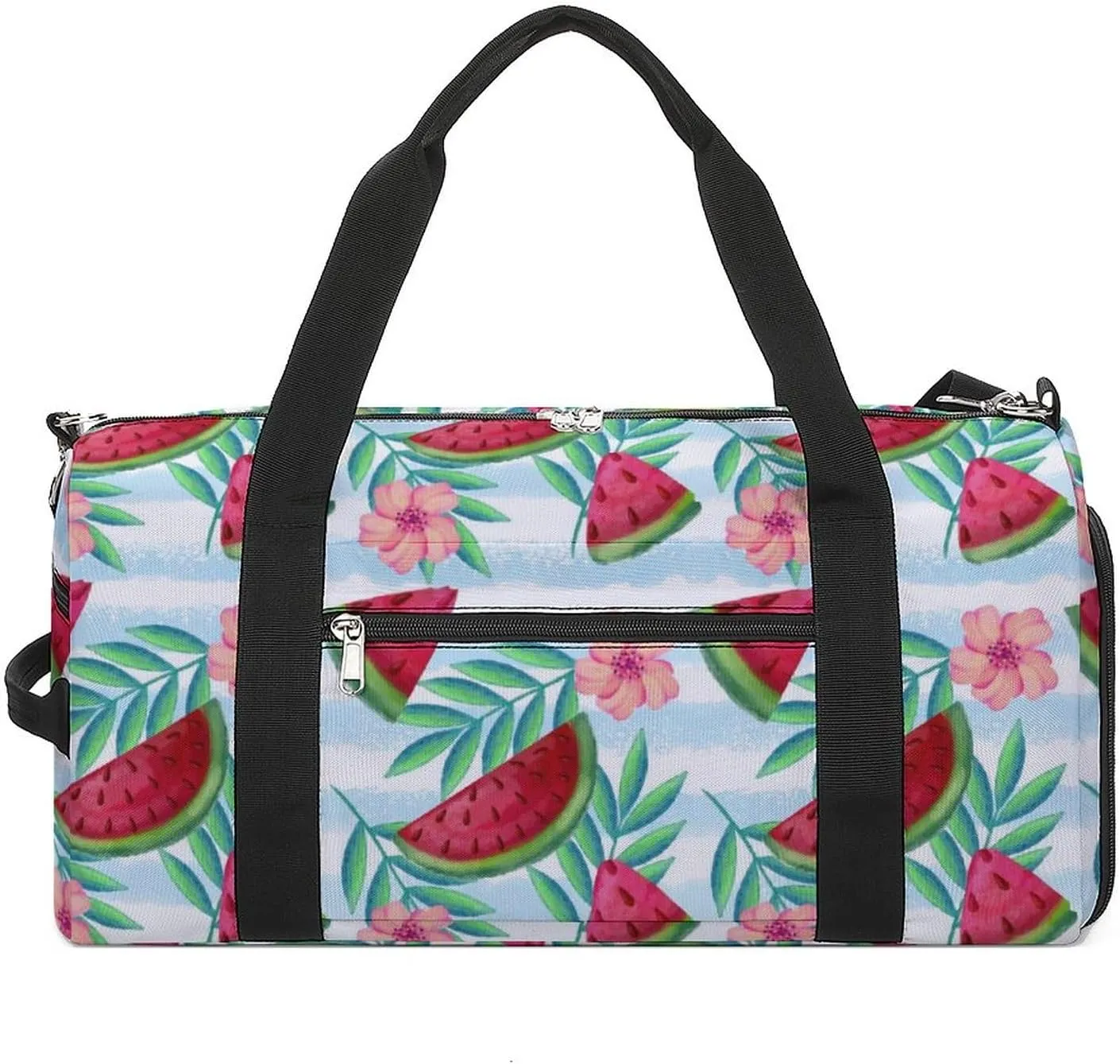 Watercolor-summer-pattern Sports Tote Gym Bag for Women Men, Overnight Bag with Shoe Compartment Water Resistant