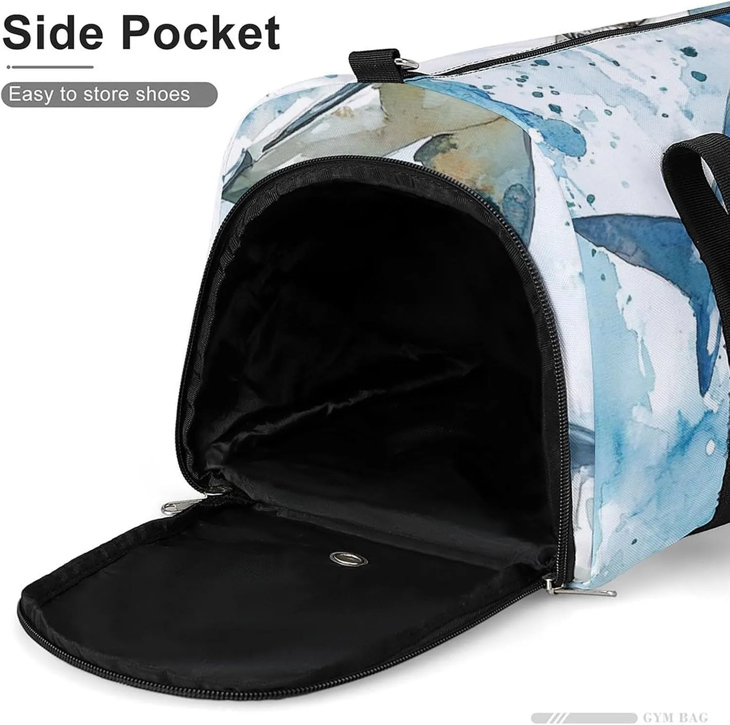 Watercolor with Sharks Fitness Large Gym Bag for Unisex with Shoe Compartment & Wet Pocket