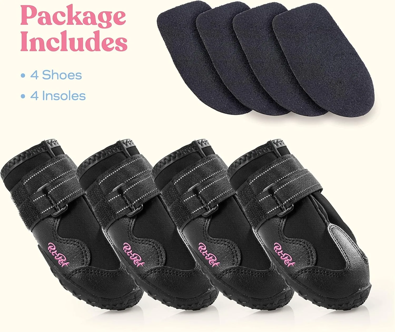 Waterproof Dog Shoes - Stylish Designed Shoes for Dogs - Dog Boots with Non-Slip Rubber Bottom Protects Paw from Hot or Cold Pavement, Dog Booties with Reflective Straps for Dogs Safety, Puppy Shoes.