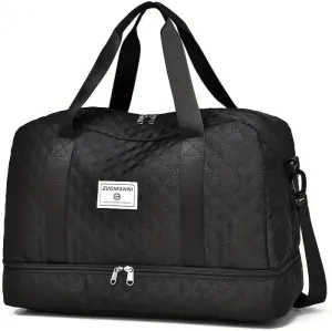 Waterproof Large-Capacity Gym Duffel Bag – Durable Nylon Travel Luggage with Shoe Compartment & Multi-Pocket Organizer – Ideal for Gym, Travel & Weekend Trips, Available in 10 Colors (Black)