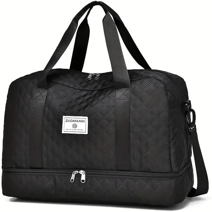 Waterproof Large-Capacity Gym Duffel Bag – Durable Nylon Travel Luggage with Shoe Compartment & Multi-Pocket Organizer – Ideal for Gym, Travel & Weekend Trips, Available in 10 Colors (Black)