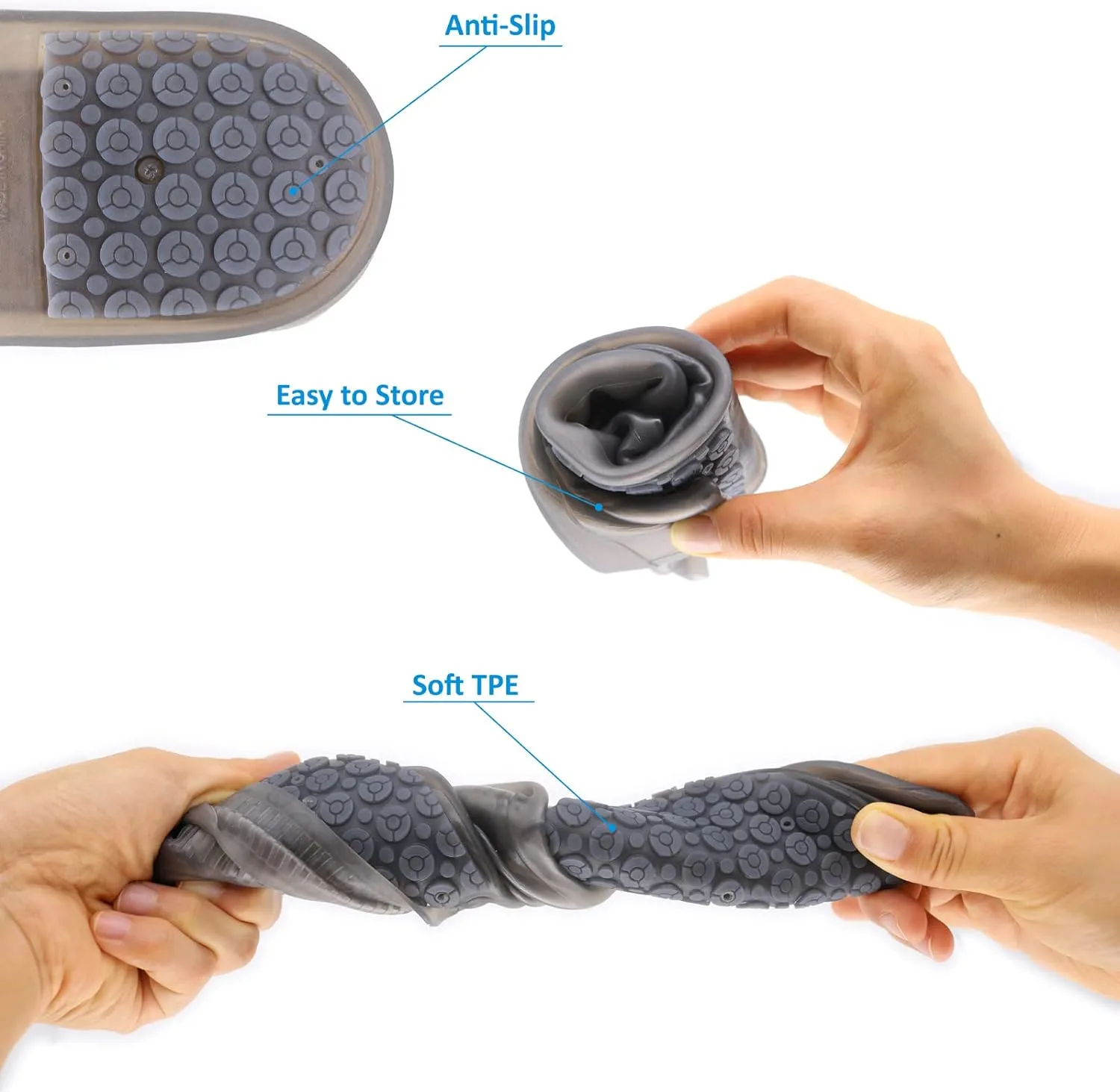 Waterproof Shoes Covers, Thickened Sole Reusable Shoe Covers for Rain and Snow, Silicone Rubber Anti Slip Shoes Protectors, Elastic Overshoes Elevated Galoshes For Men and Women (2XL, Black)