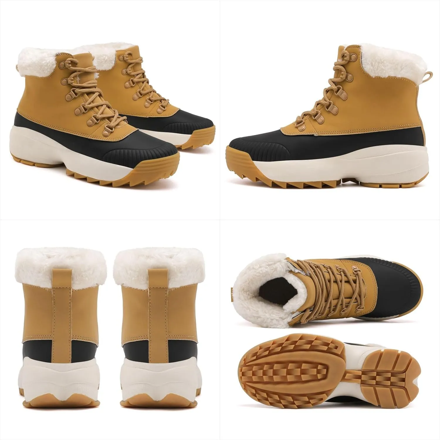 Waterproof Winter Snow Boots for Women丨Insulated-Warm Fur-Lined Booties丨Non-Slip Cushion Outdoor Walking Boots丨Lightweight Comfortable Casual Suede Leather Short Boots
