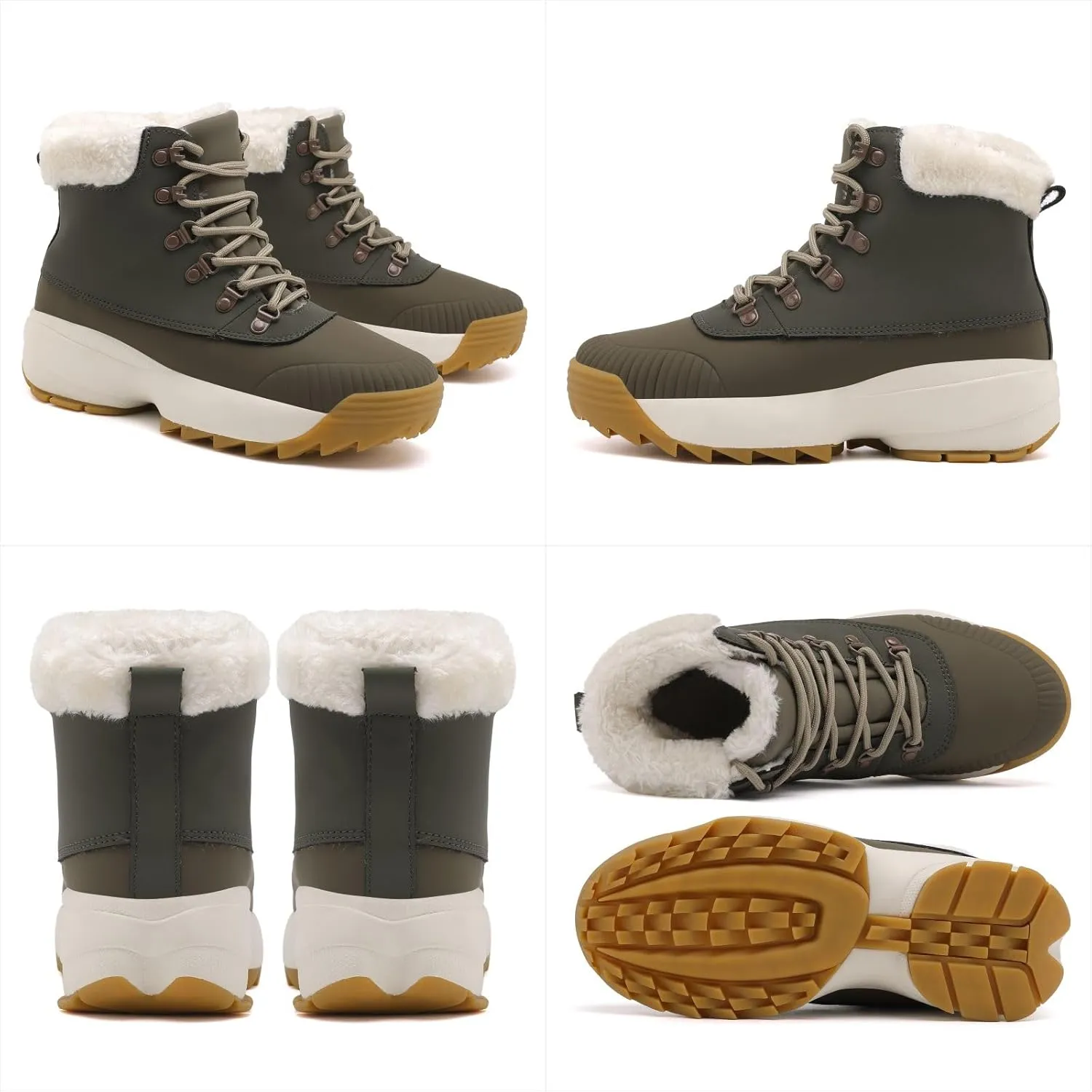 Waterproof Winter Snow Boots for Women丨Insulated-Warm Fur-Lined Booties丨Non-Slip Cushion Outdoor Walking Boots丨Lightweight Comfortable Casual Suede Leather Short Boots