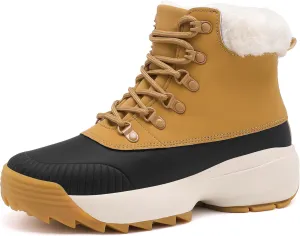 Waterproof Winter Snow Boots for Women丨Insulated-Warm Fur-Lined Booties丨Non-Slip Cushion Outdoor Walking Boots丨Lightweight Comfortable Casual Suede Leather Short Boots