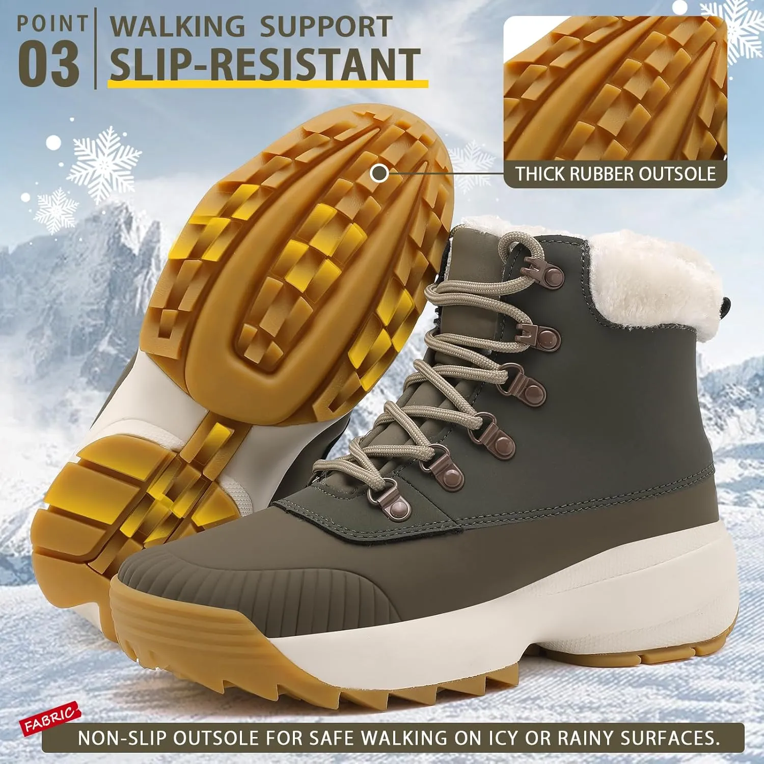 Waterproof Winter Snow Boots for Women丨Insulated-Warm Fur-Lined Booties丨Non-Slip Cushion Outdoor Walking Boots丨Lightweight Comfortable Casual Suede Leather Short Boots