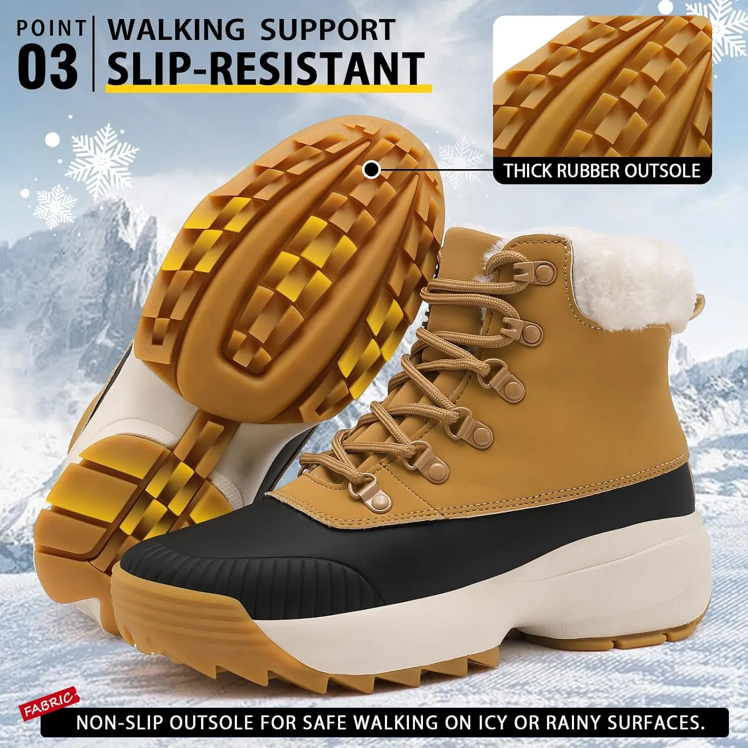 Waterproof Winter Snow Boots for Women丨Insulated-Warm Fur-Lined Booties丨Non-Slip Cushion Outdoor Walking Boots丨Lightweight Comfortable Casual Suede Leather Short Boots