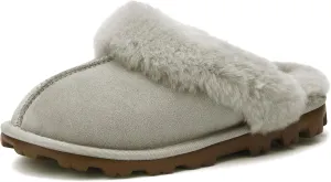 WaySoft Genuine Australian Sheepskin Women Slippers, 100% Shearling Hard Bottom Slippers for Women Indoor and Outdoor Warm Fuzzy Wool Slippers