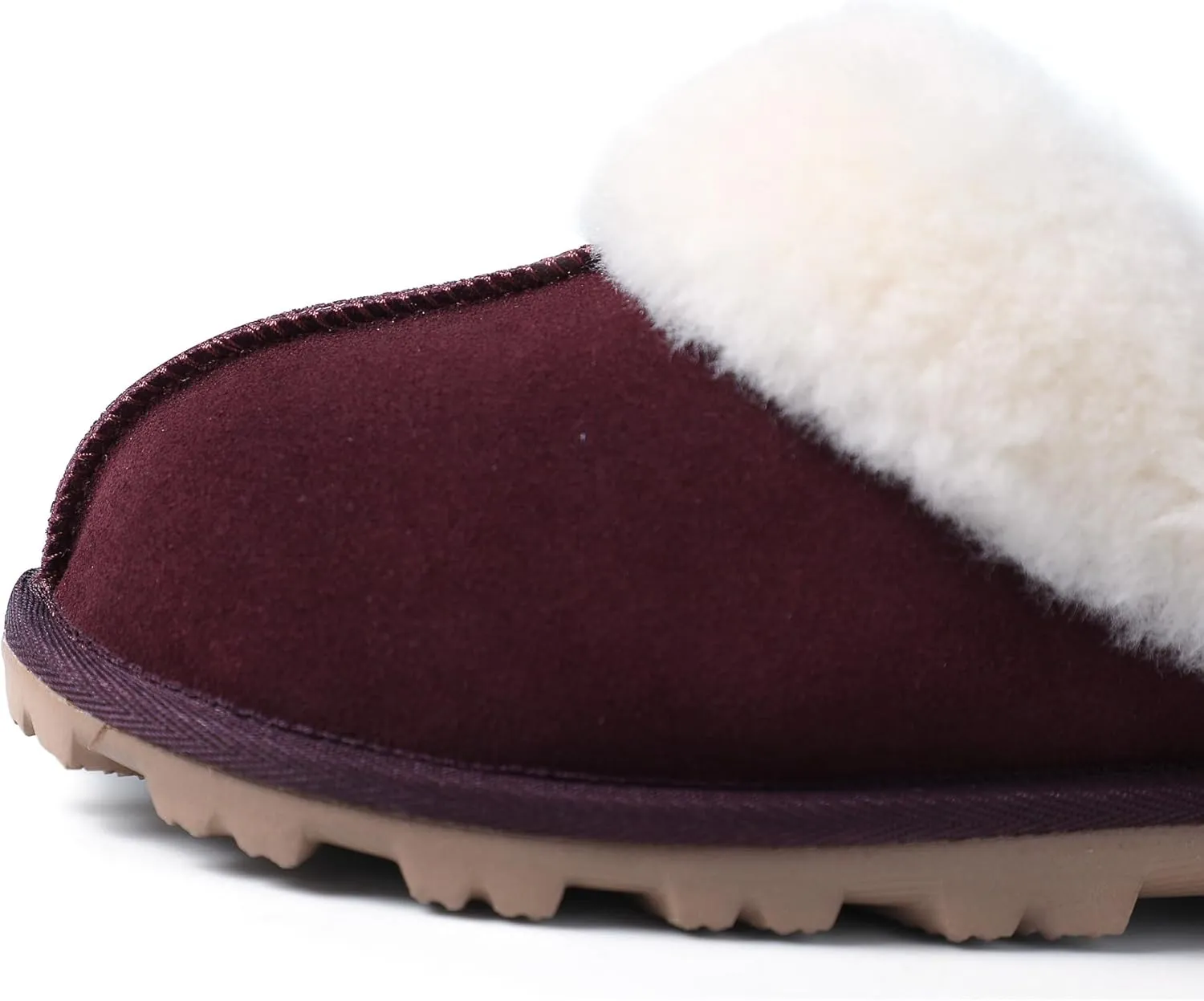 WaySoft Genuine Australian Sheepskin Women Slippers, 100% Shearling Hard Bottom Slippers for Women Indoor and Outdoor Warm Fuzzy Wool Slippers