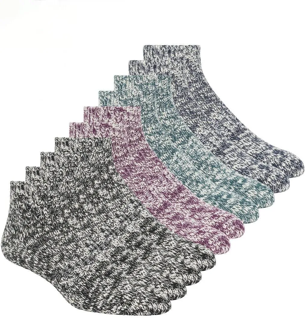 Weatherproof Women's Ankle Boot Socks Soft Cotton Blend, Black Gray Teal, 6 Pairs, 9.5 (1533563)