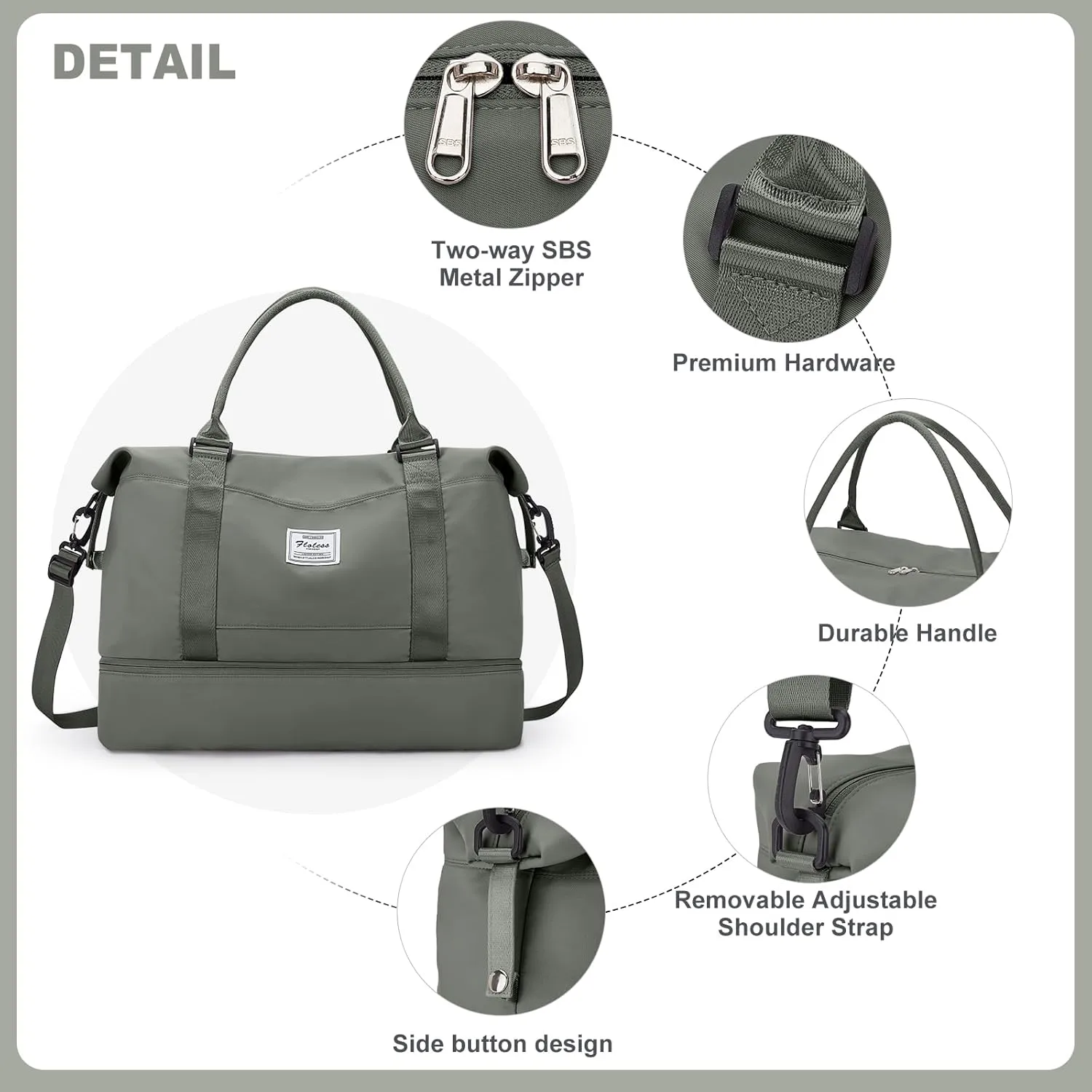 Weekender Bags for Women, Travel Duffel Bags with Shoe Compartment,Personal Item Travel Bag for Airlines, Carry on Overnight Tote Bag for women with Toiletry Bag, Olive Green