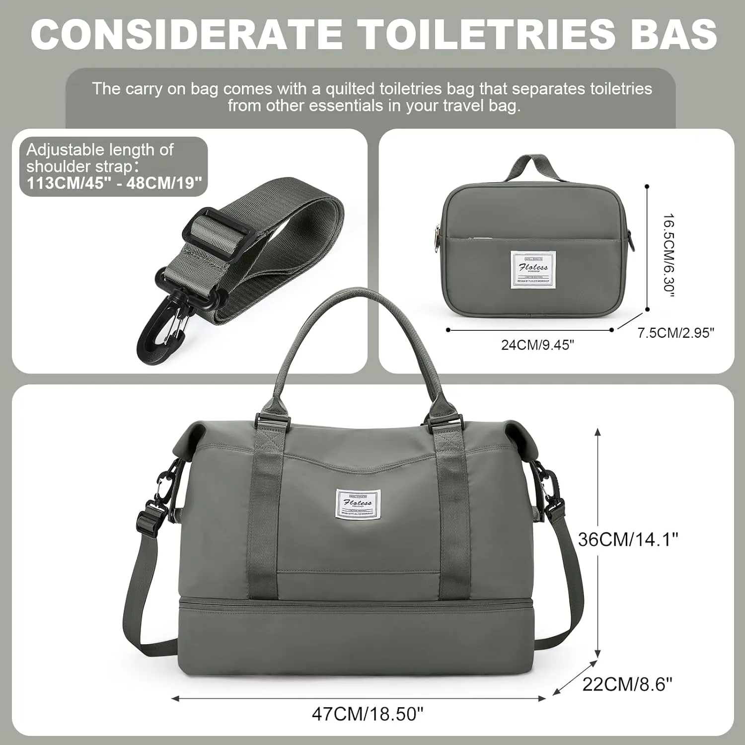 Weekender Bags for Women, Travel Duffel Bags with Shoe Compartment,Personal Item Travel Bag for Airlines, Carry on Overnight Tote Bag for women with Toiletry Bag, Olive Green