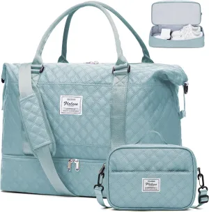 Weekender Bags for Women,Travel Duffel Bag with Shoes Compartment,Overnight Carry on Personal Item Bag with Toiletry Bag