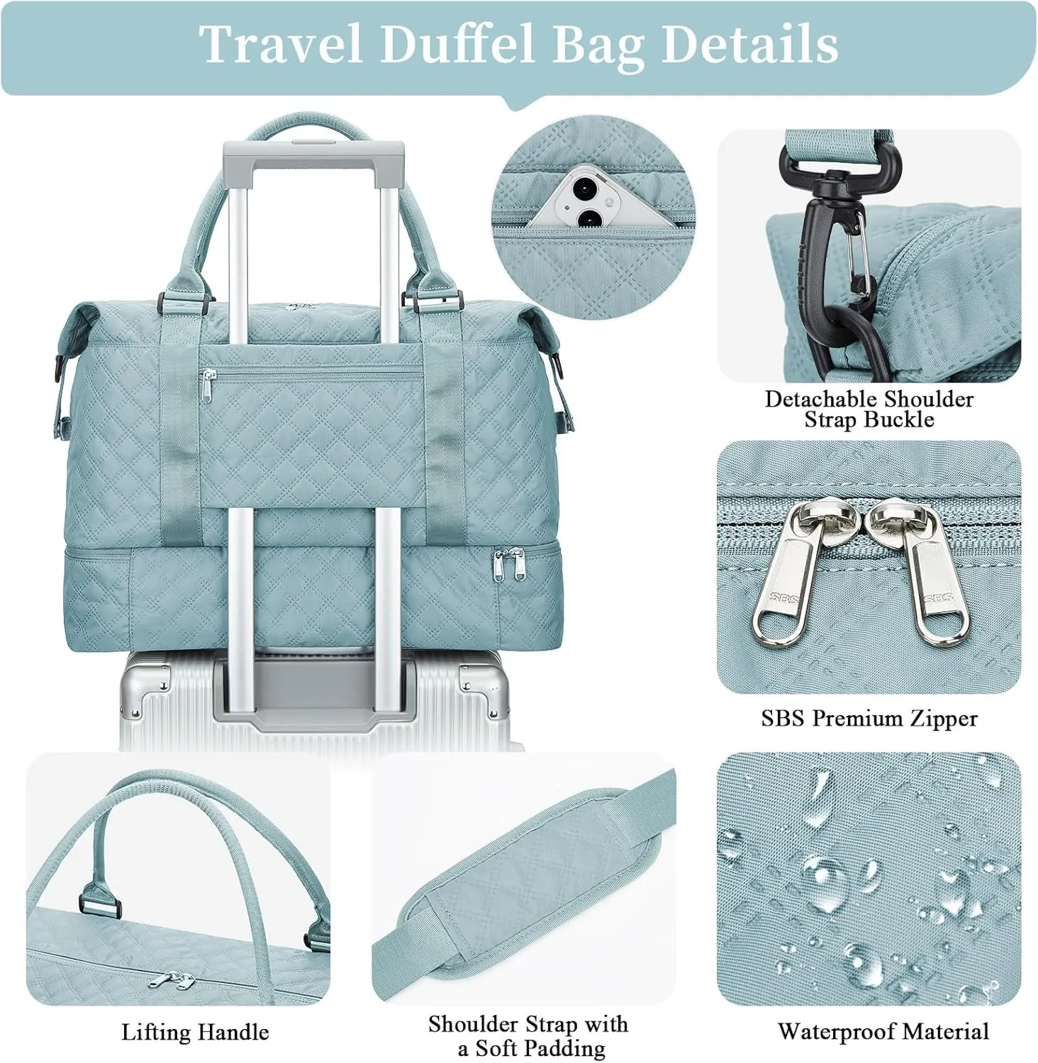 Weekender Bags for Women,Travel Duffel Bag with Shoes Compartment,Overnight Carry on Personal Item Bag with Toiletry Bag