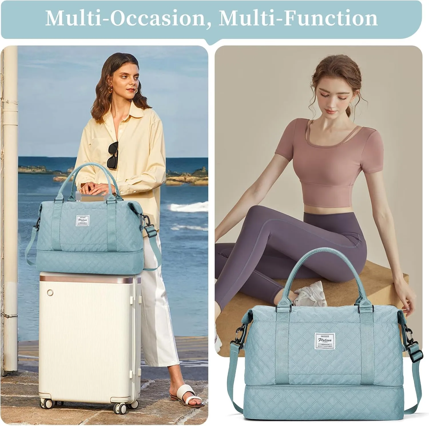 Weekender Bags for Women,Travel Duffel Bag with Shoes Compartment,Overnight Carry on Personal Item Bag with Toiletry Bag