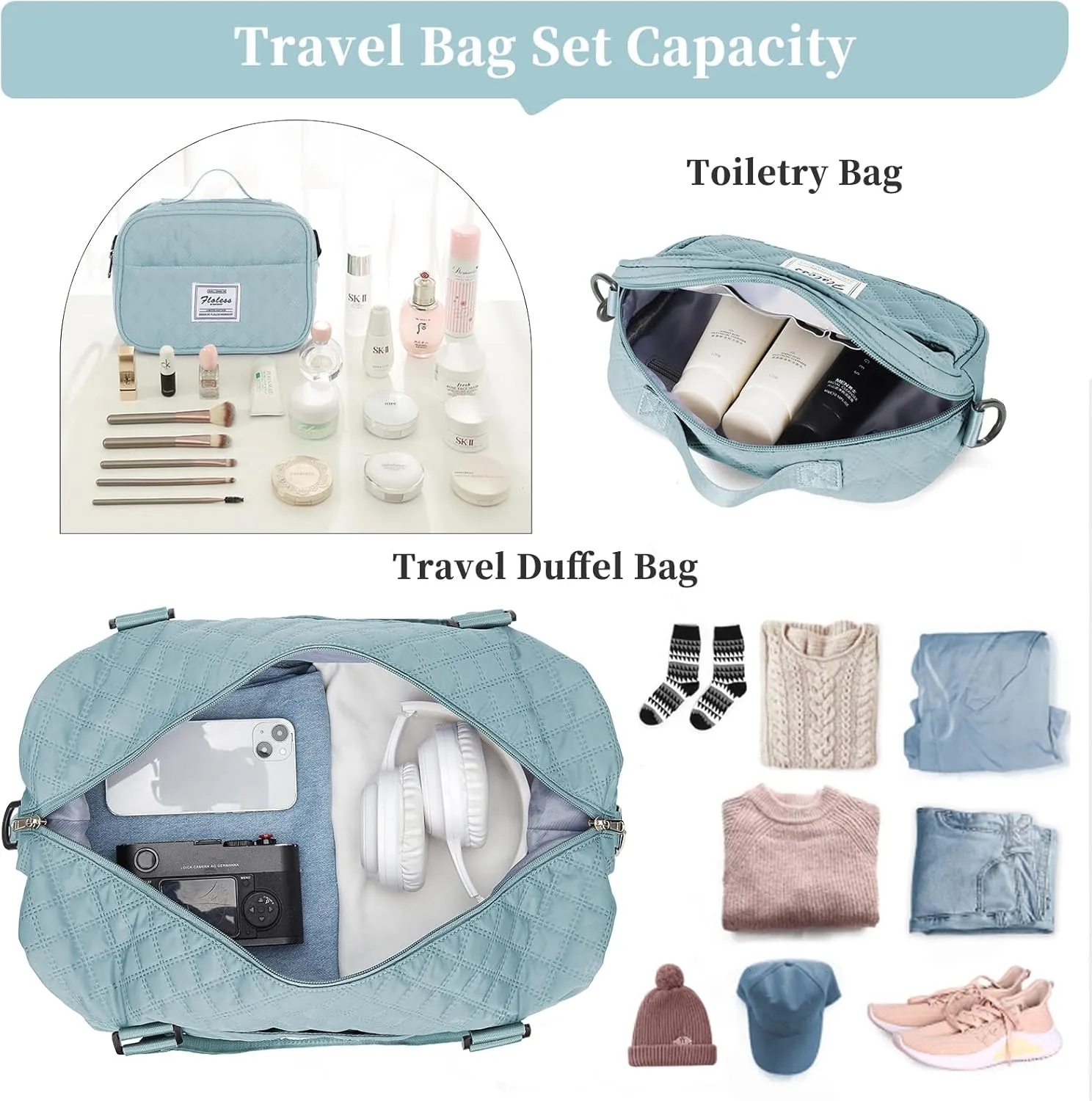 Weekender Bags for Women,Travel Duffel Bag with Shoes Compartment,Overnight Carry on Personal Item Bag with Toiletry Bag
