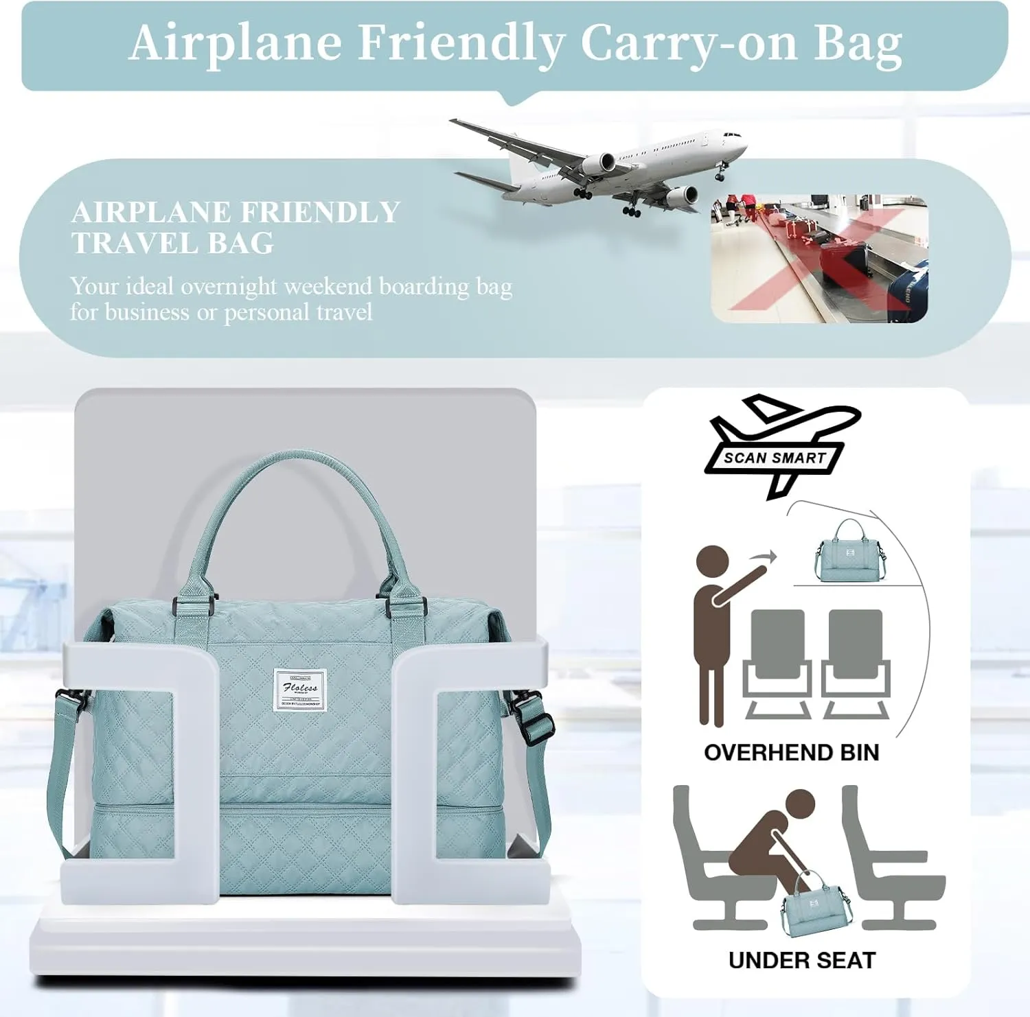 Weekender Bags for Women,Travel Duffel Bag with Shoes Compartment,Overnight Carry on Personal Item Bag with Toiletry Bag