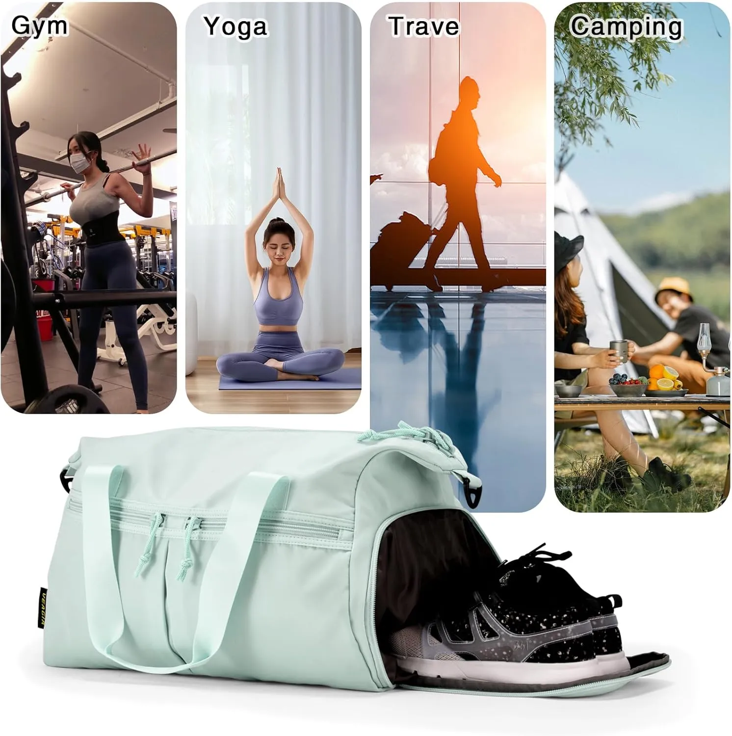 Weekender Duffel Bag with Shoe Compartment And Wet Pocket-Luggage Everyday Overnight Bag for Men and Women Travel-Carry On Gym Bag