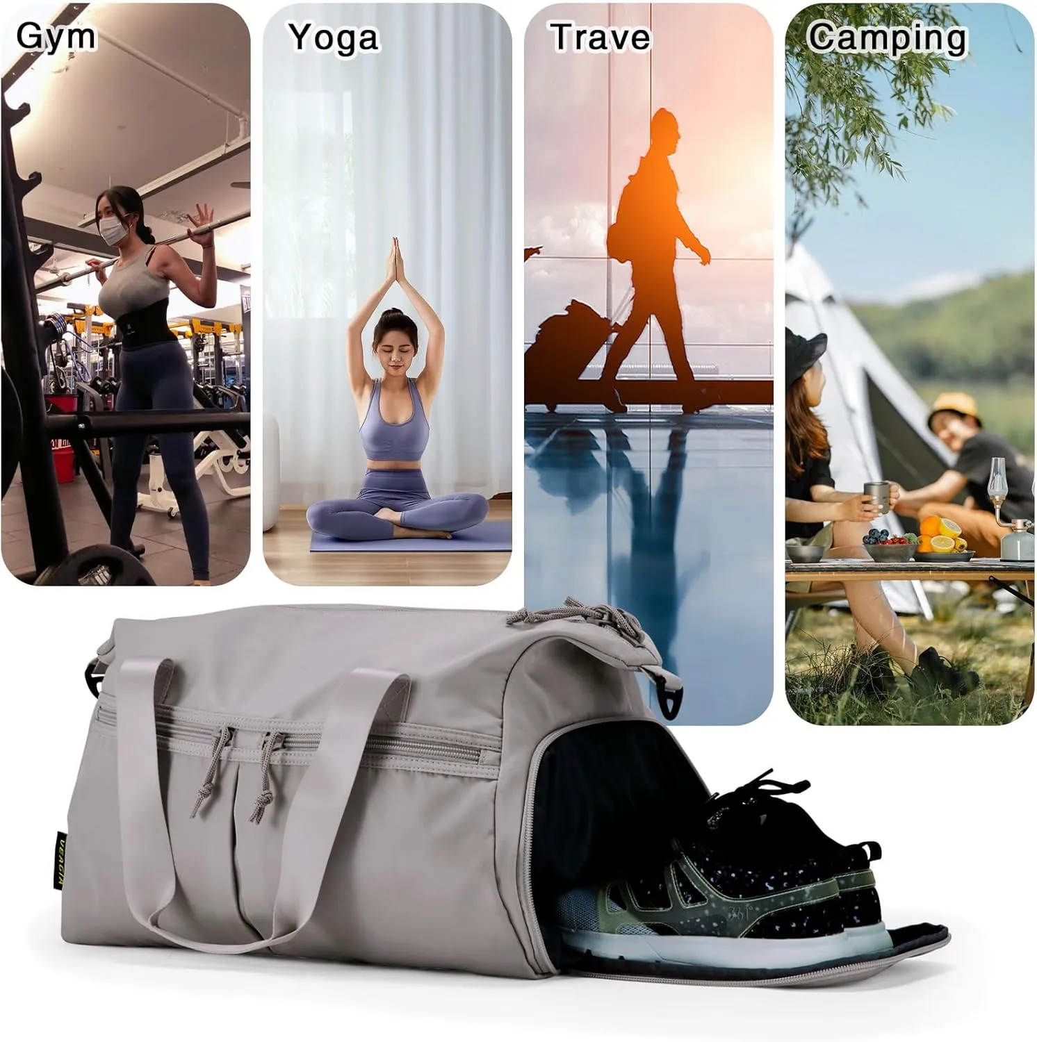 Weekender Duffel Bag with Shoe Compartment And Wet Pocket-Luggage Everyday Overnight Bag for Men and Women Travel-Carry On Gym Bag