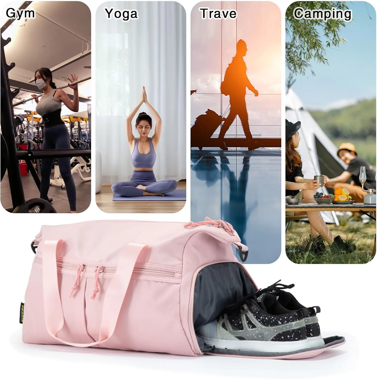 Weekender Duffel Bag with Shoe Compartment And Wet Pocket-Luggage Everyday Overnight Bag for Men and Women Travel-Carry On Gym Bag