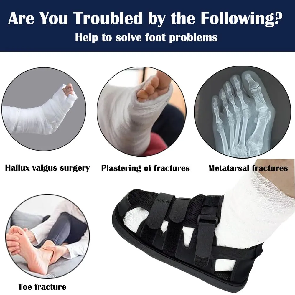 WEEOATAR Post-op Shoe Recovery Shoe,Walking Aid,Non-Slip Easy to Wear with Magic Sticker,Adjustable Protective Shoes for Broken Foot or Toe,Stress Fractures,Bunions,or Hammer 1pc(Black,M)