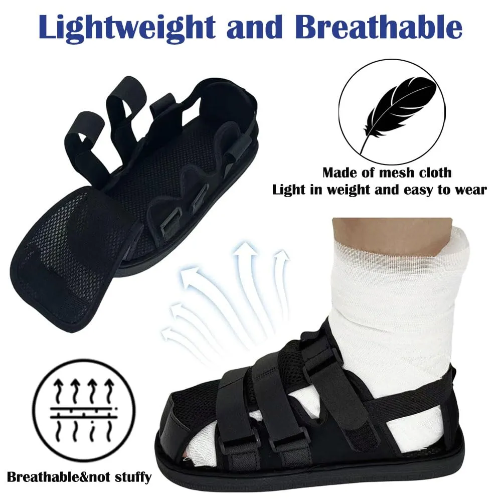 WEEOATAR Post-op Shoe Recovery Shoe,Walking Aid,Non-Slip Easy to Wear with Magic Sticker,Adjustable Protective Shoes for Broken Foot or Toe,Stress Fractures,Bunions,or Hammer 1pc(Black,S)