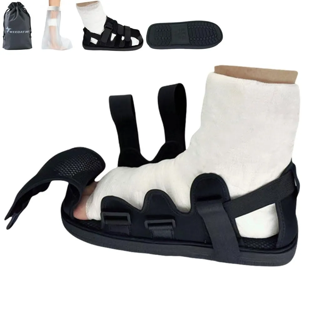 WEEOATAR Post-op Shoe Recovery Shoe,Walking Aid,Non-Slip Easy to Wear with Magic Sticker,Adjustable Protective Shoes for Broken Foot or Toe,Stress Fractures,Bunions,or Hammer 1pc(Black,S)