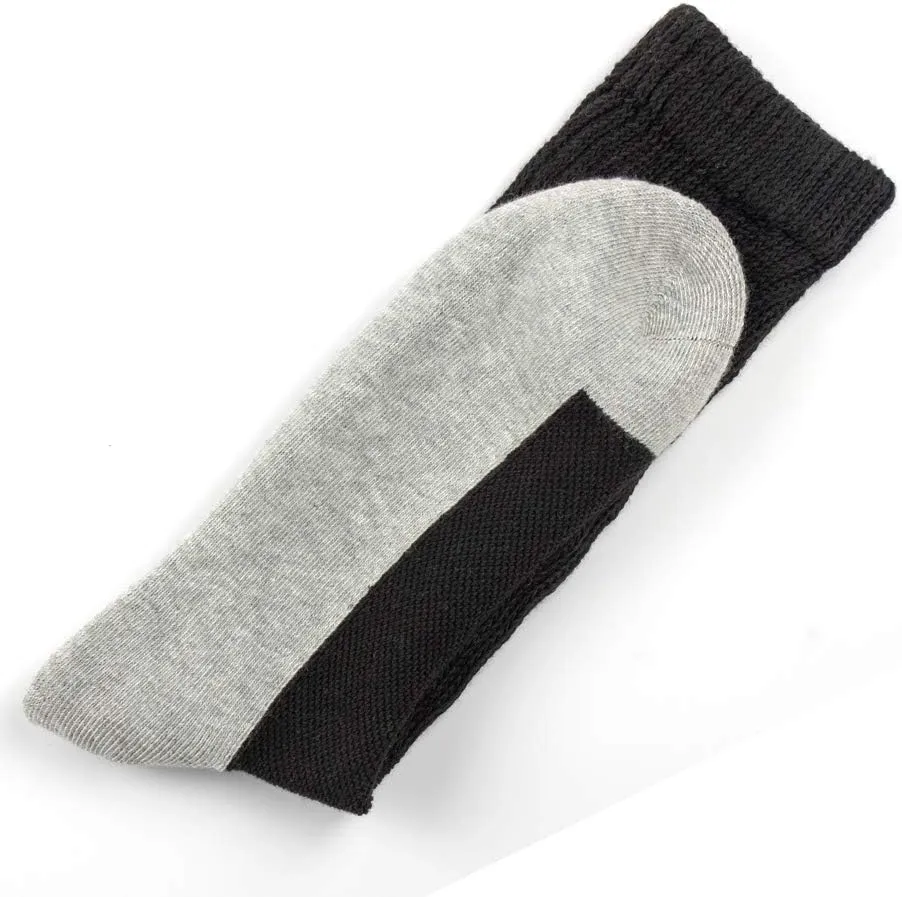 Well Knitting Loose Men's Diabetic Crew Socks,Non-Binding Top,Seamless Toe,Semi Cushion,Breathable Soft Coolmax Socks 4 Pairs